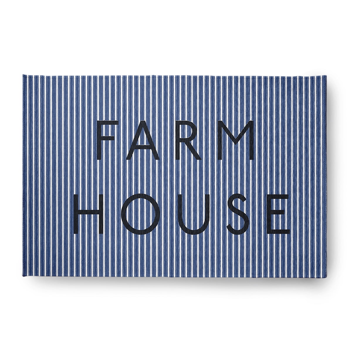 4' x 6' Simply Daisy Farmhouse Ticking Farmhouse Chenille Area Rug, Nautical Navy