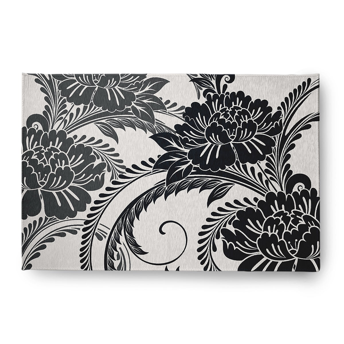 4' x 6' Simply Daisy Flower Flourish French Country Chenille Area Rug, Black
