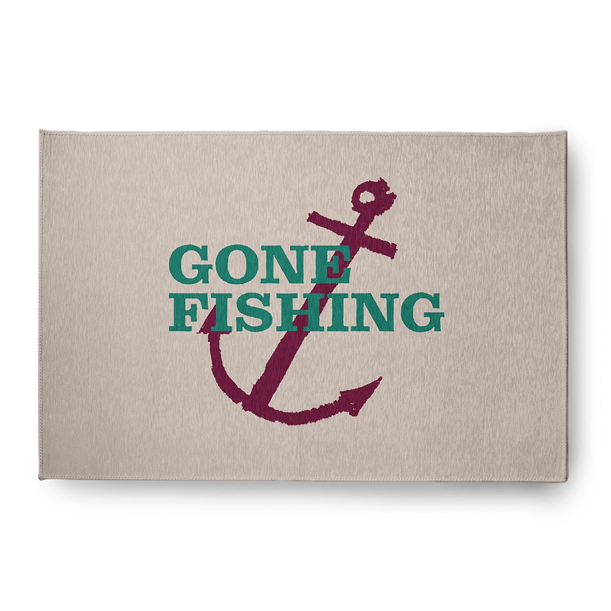 4' x 6' Simply Daisy Gone Fishing Beach Style Chenille Area Rug, Kelly Green