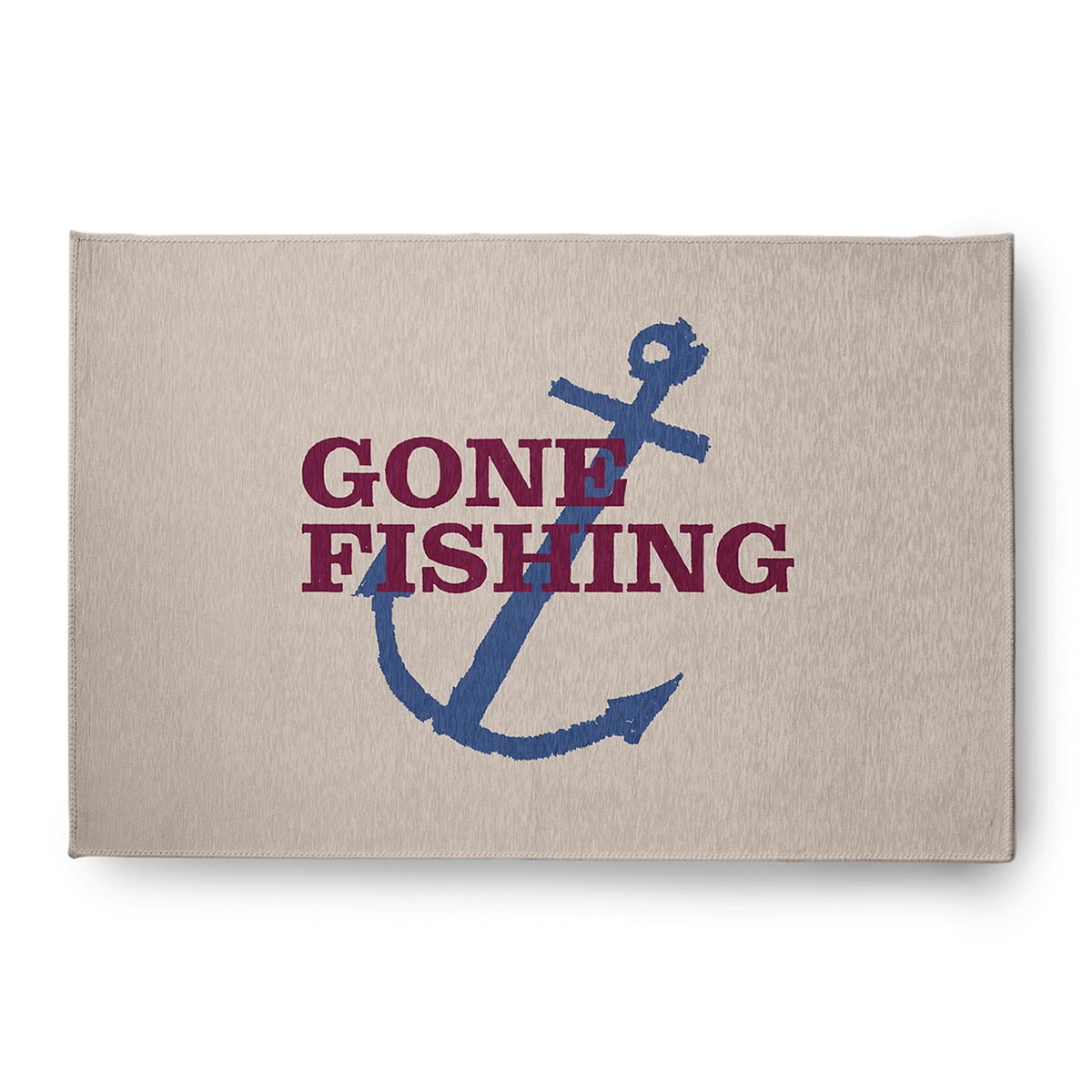 4' x 6' Simply Daisy Gone Fishing Beach Style Chenille Area Rug, Maroon Red