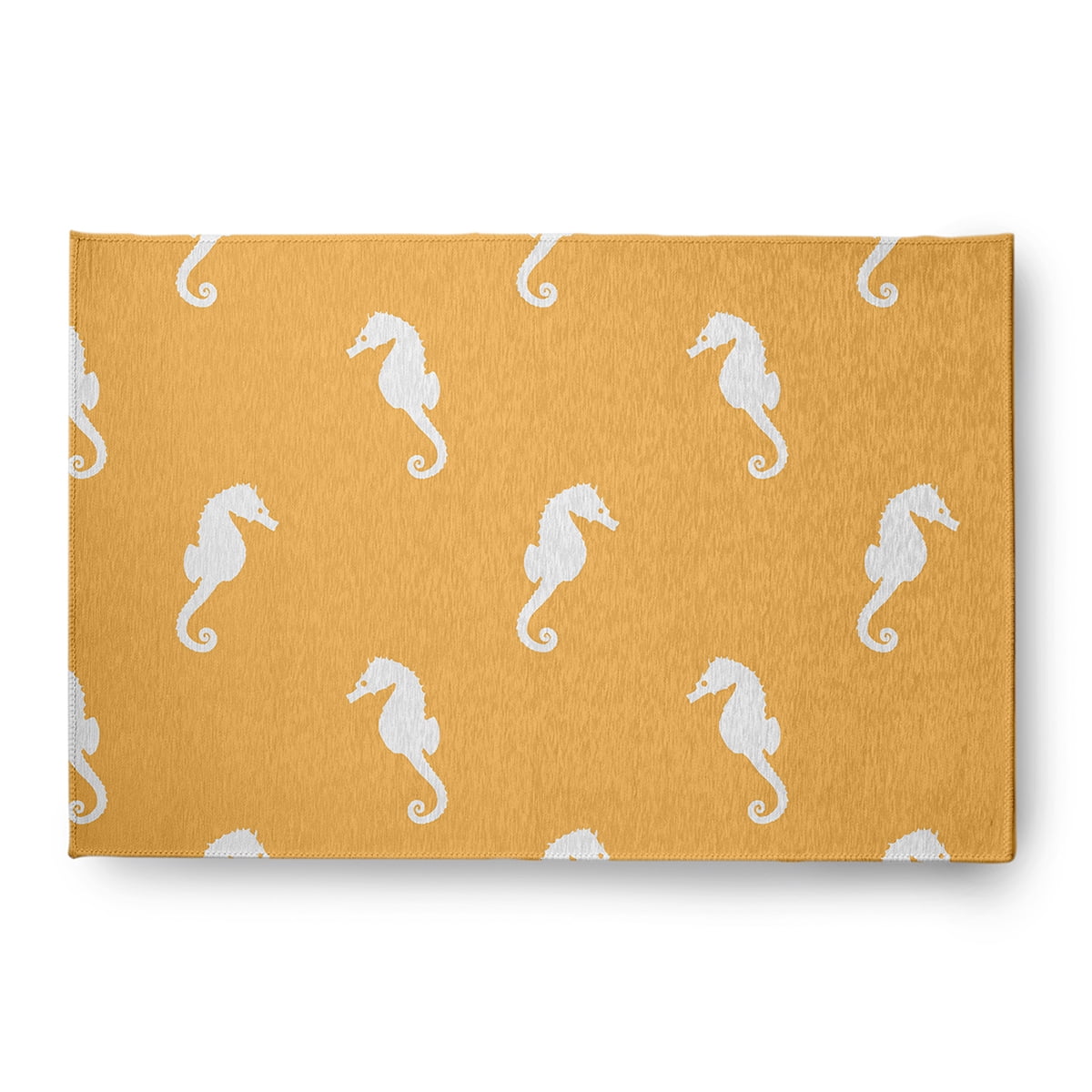 4' x 6' Simply Daisy Sea Horses Beach Style Chenille Area Rug, Egg Yolk Yellow