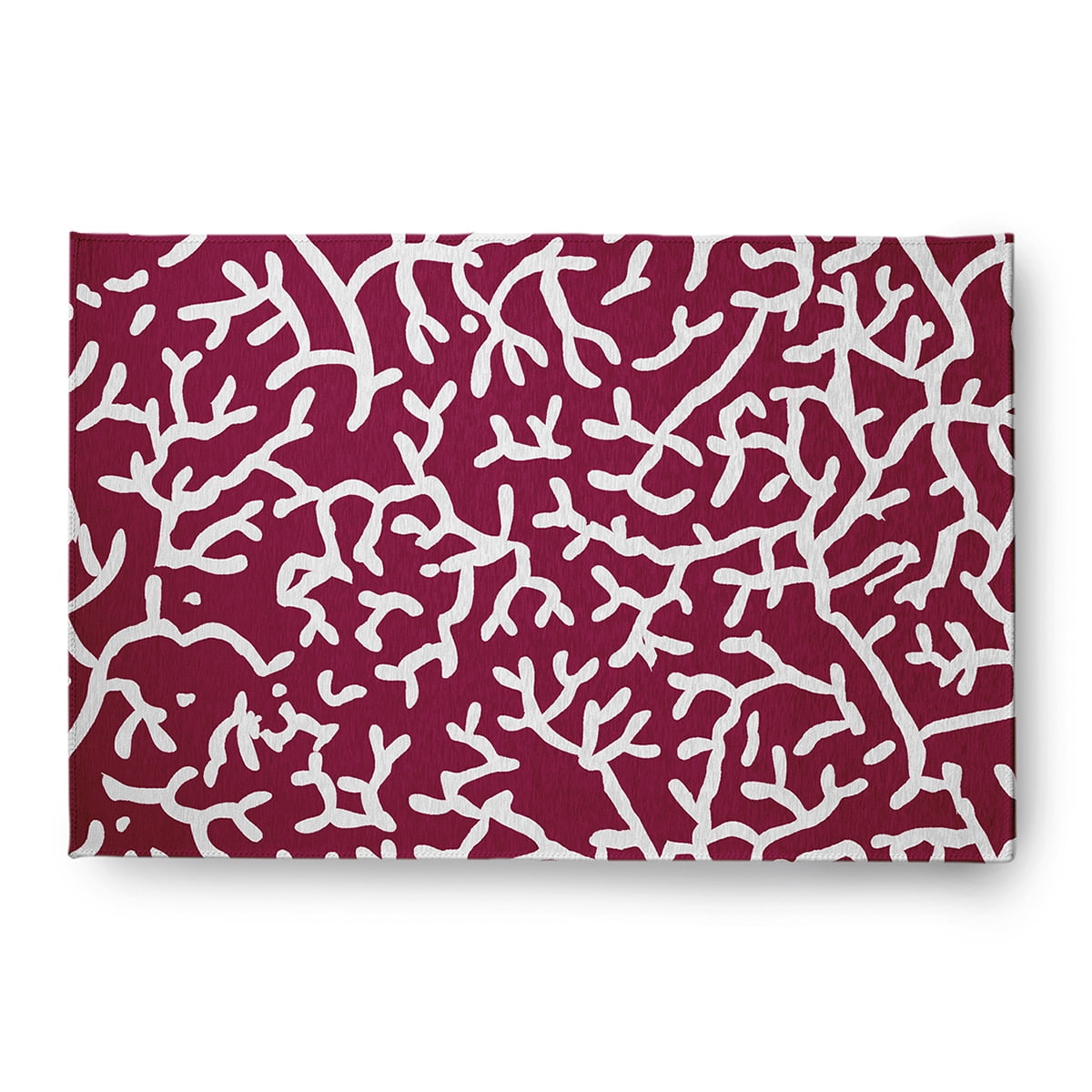 4' x 6' Simply Daisy Seaweed Beach Style Chenille Area Rug, Maroon Red