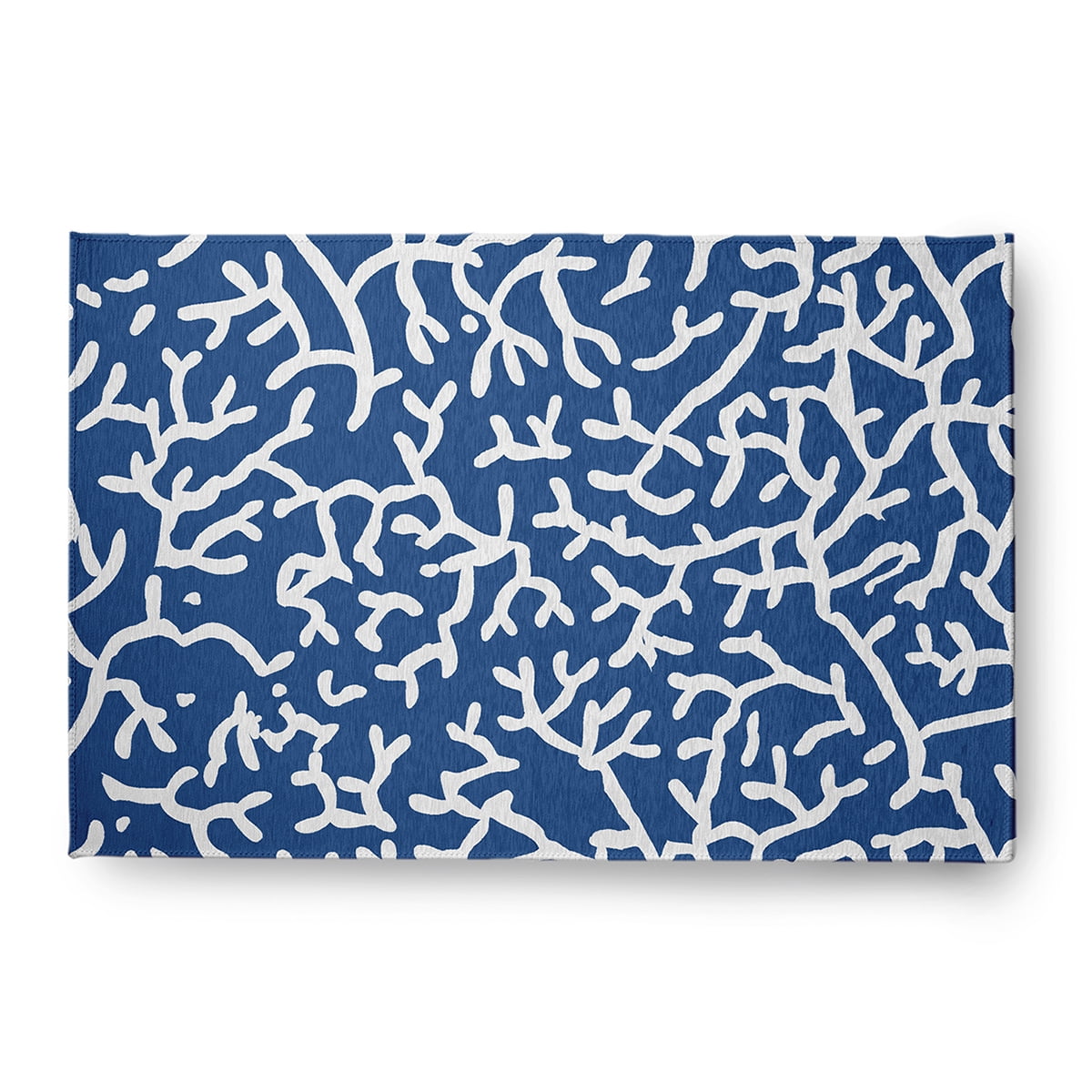 4' x 6' Simply Daisy Seaweed Beach Style Chenille Area Rug, Nautical Navy