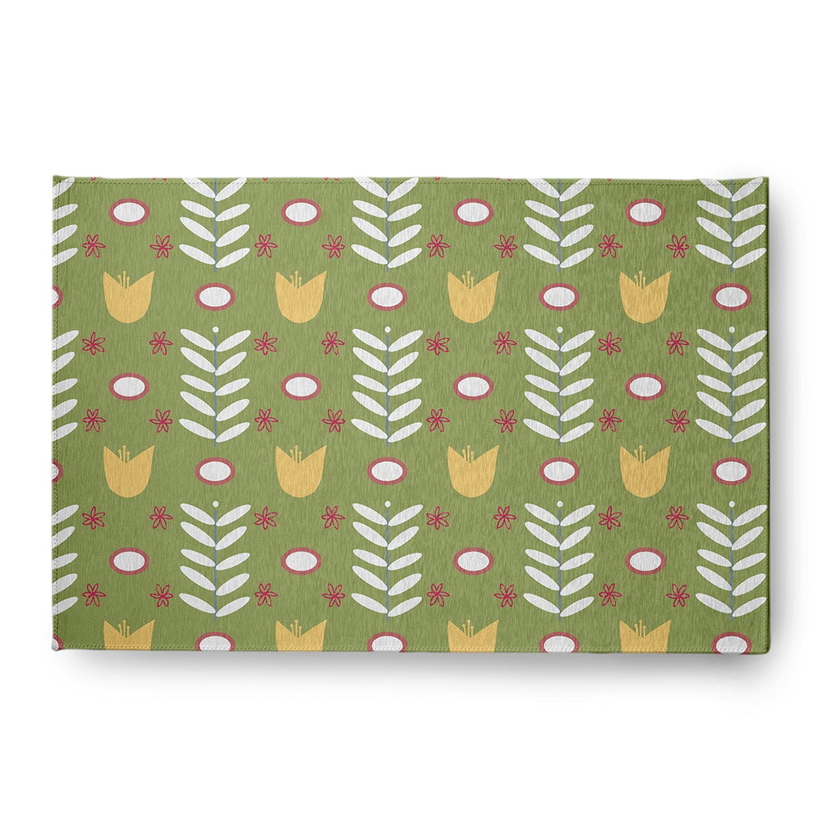 4' x 6' Simply Daisy Spring Garden Scandinavian Chenille Area Rug, Apple Green