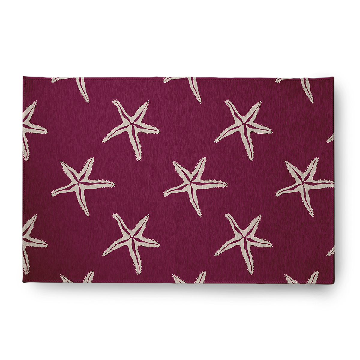 4' x 6' Simply Daisy Starfish Beach Style Chenille Area Rug, Maroon Red