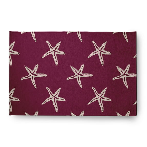 4' x 6' Simply Daisy Starfish Beach Style Chenille Area Rug, Maroon Red