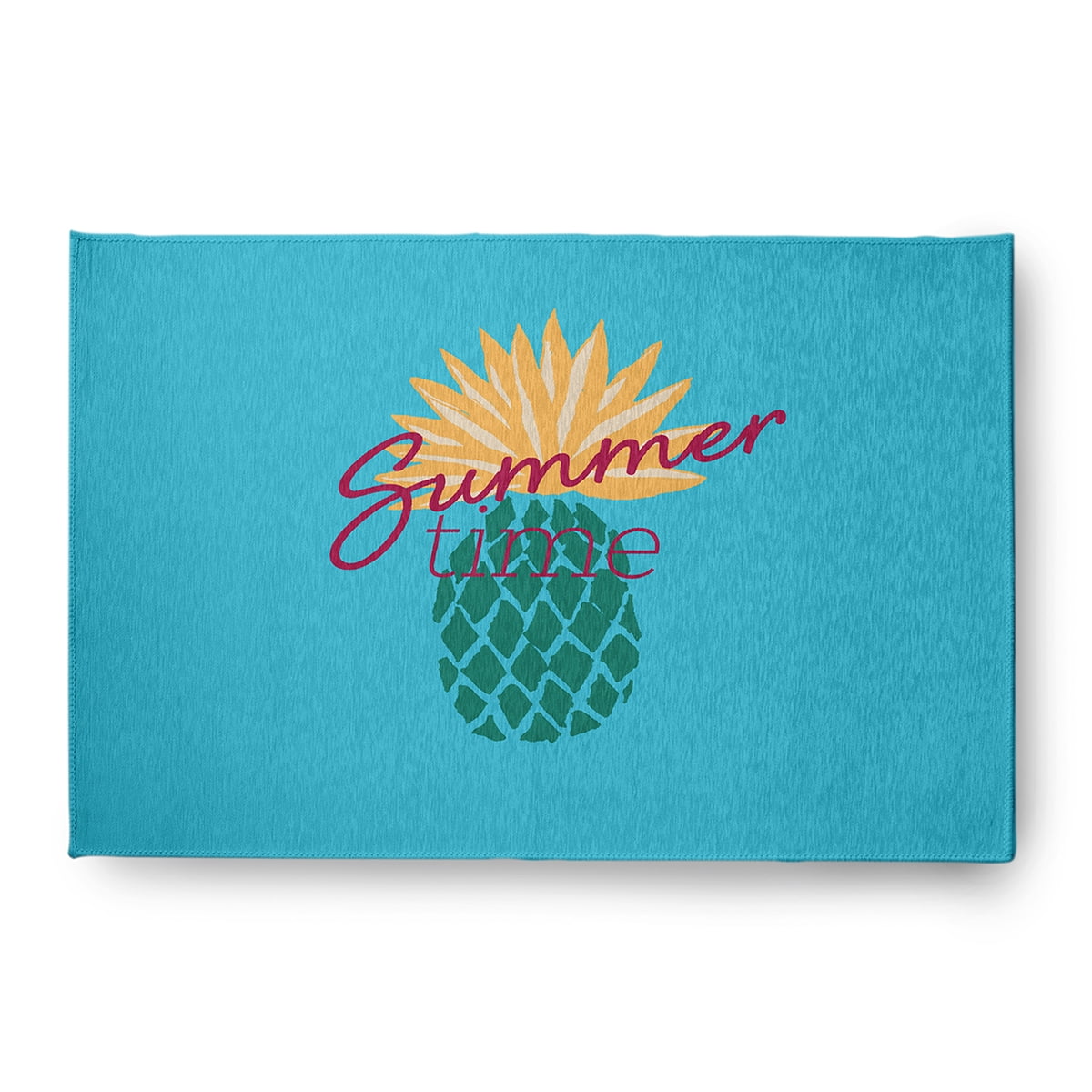 4' x 6' Simply Daisy Summer Time Pineapple Tropical Chenille Area Rug, Lipstick Pink