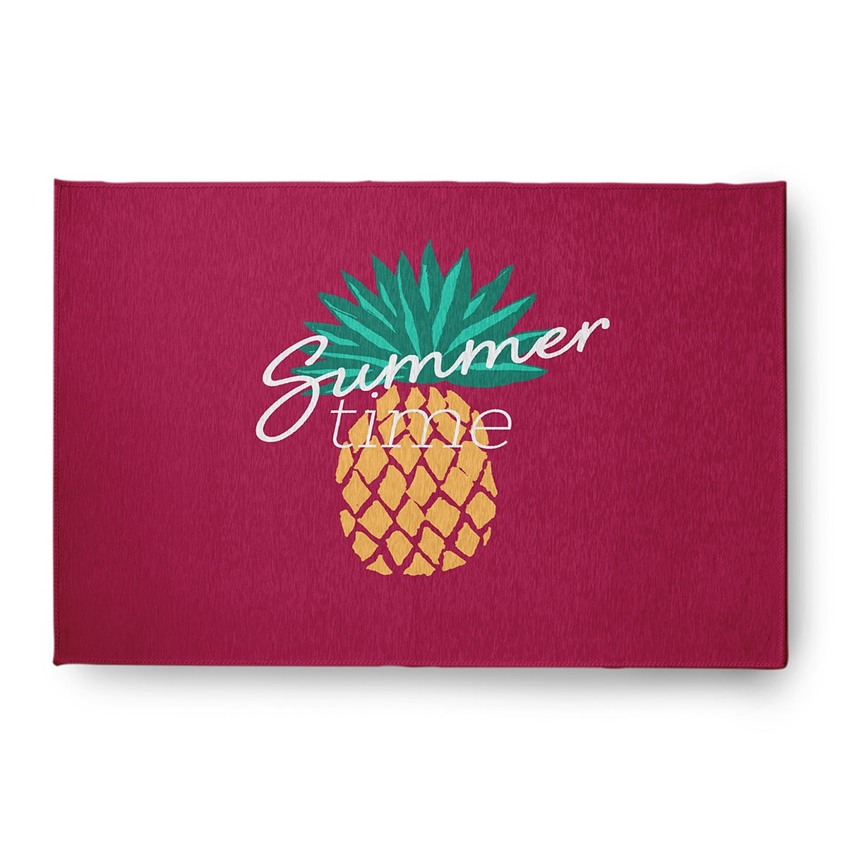 4' x 6' Simply Daisy Summer Time Pineapple Tropical Chenille Area Rug, Lipstick Pink
