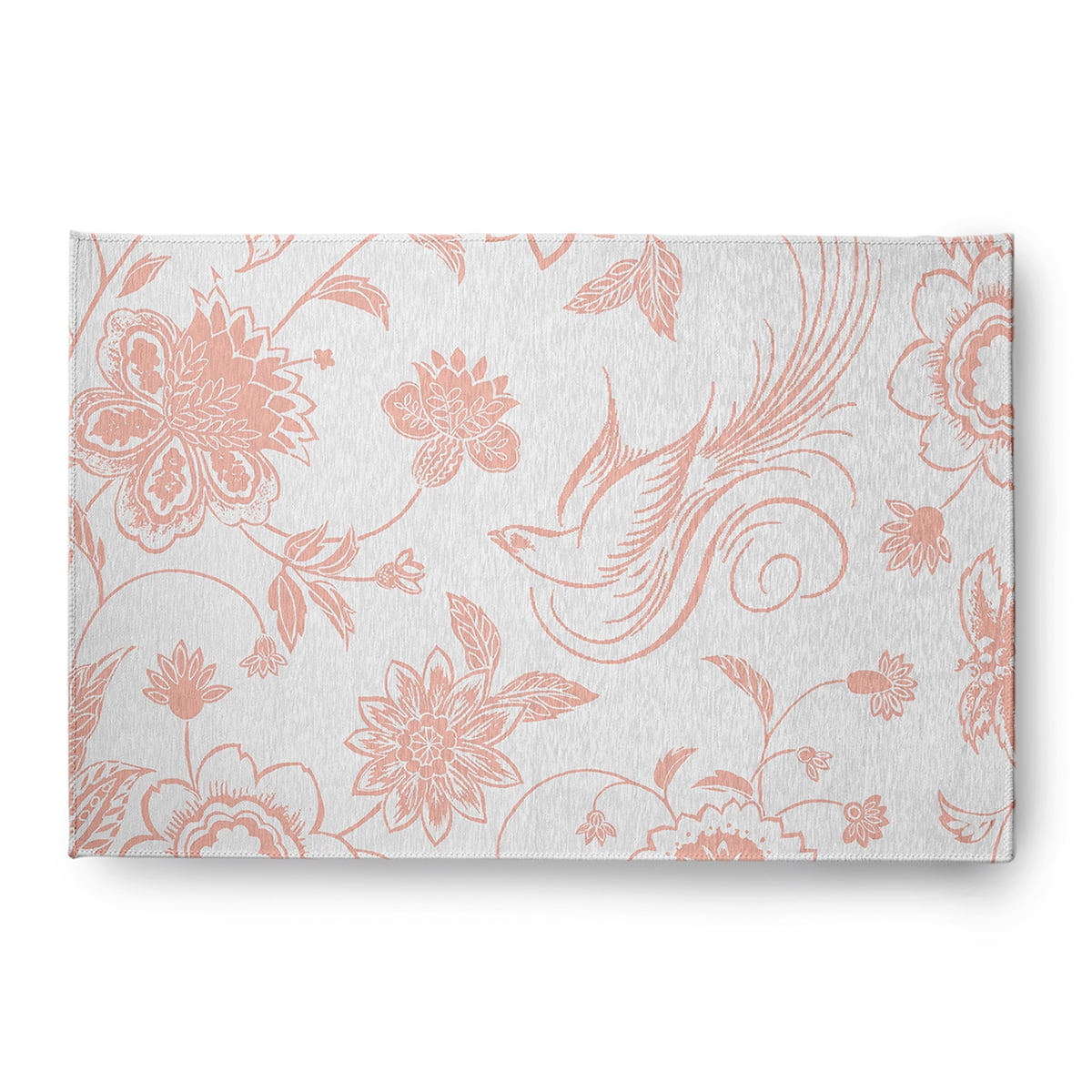 4' x 6' Simply Daisy Traditional Bird Floral French Country Chenille Area Rug, Blush