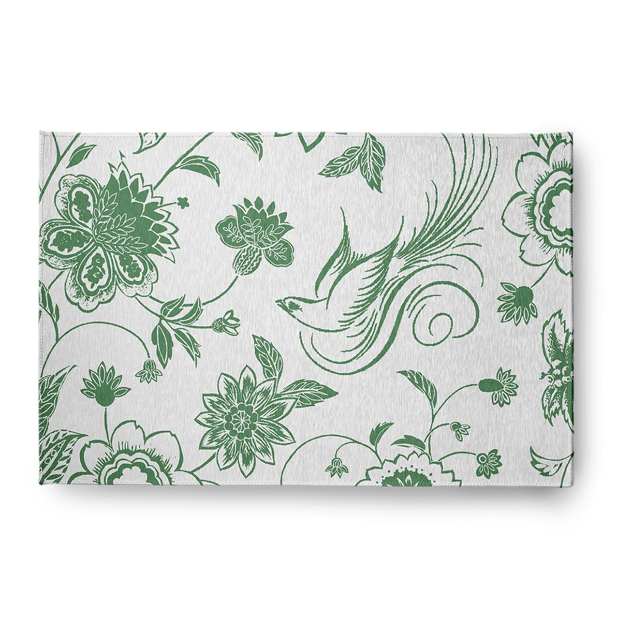 4' x 6' Simply Daisy Traditional Bird Floral French Country Chenille Area Rug, Green