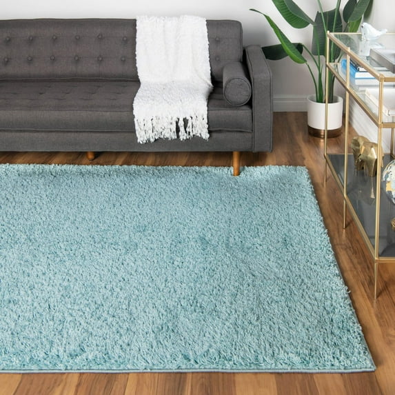 Unique Loom Everyday Shag Collection Area Rug - Solid (4' x 6' Rectangle Turquoise)