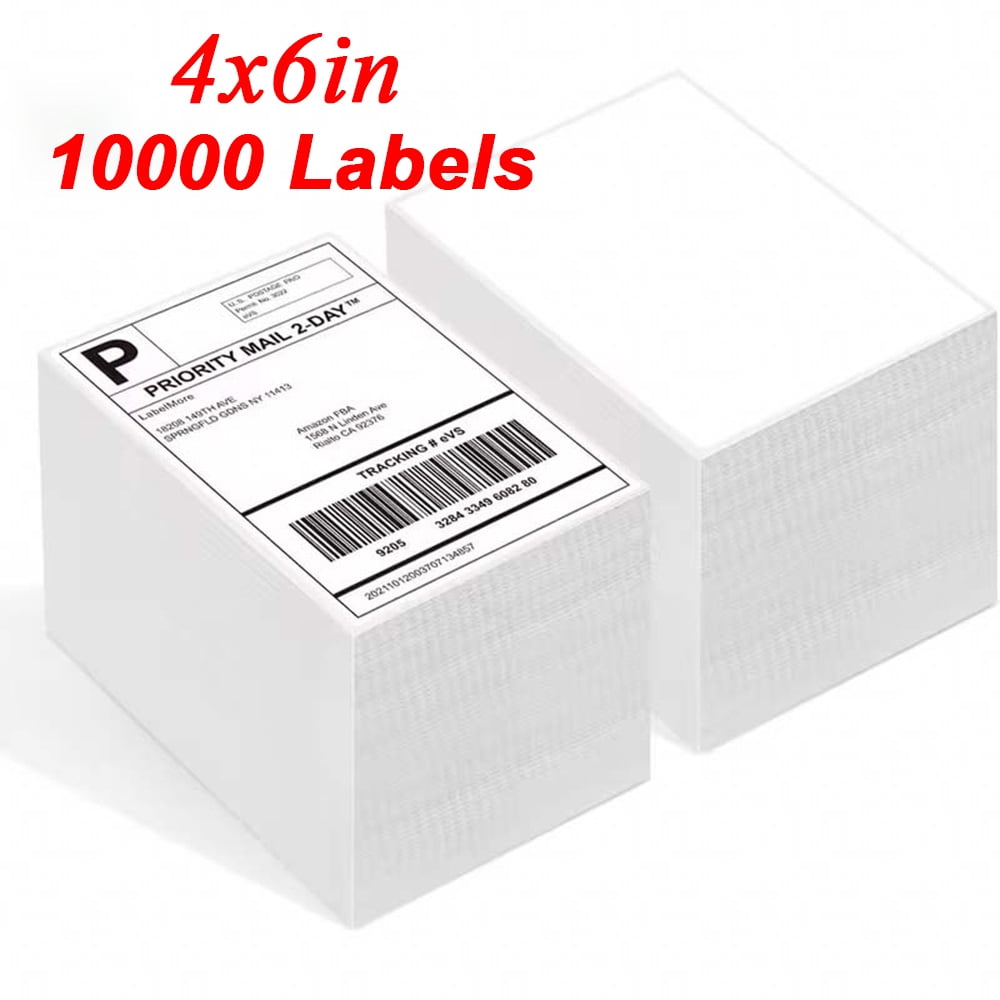 4" x 6" Thermal Shipping Labels – 10000 Fanfold Perforated Labels for Packages, Ultra-Strong Adhesive