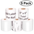 thumbnail image 1 of 4" x 6" Thermal Shipping Labels, 1750 Blank Self Adhesive Labels 350 Labels/Roll Blank Direct Thermal Label Compatible with Zebra 2844 Zp-450 Zp-500 Zp-505 Printers for Postage Address Labels, 1 of 8
