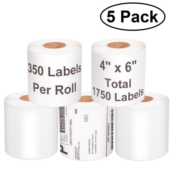4" x 6" Thermal Shipping Labels,1750 Blank Self-Adhesive Labels, 350 Labels/Roll, Compatible with Zebra 2844 ZP-450 ZP-500 ZP-505 Printers for Postage Labels