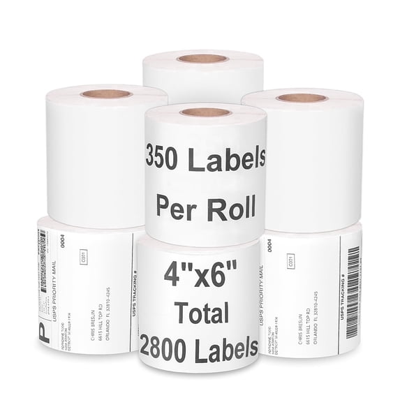 2800(8 x 350 Pack) 4x6inch Thermal Shipping Labels, Strong Adhesive Barcode Labels for Shipping, Compatible with Zebra ZP450 ZP500 ZP505 Printers