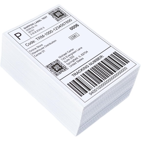 4 x 6 Thermal Shipping Labels 500 Labels Fanfold Direct Thermal Printer Paper Commercial Grade Thermal Printer Sticke Perforated Thermal Printer Labels, 1 Stack
