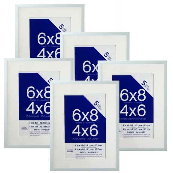 4" x 6" White Basics Multipurpose Picture Frames by Studio Decor - Fold-out Easel Included - Horizontal or Vertical Display - 5 Pack