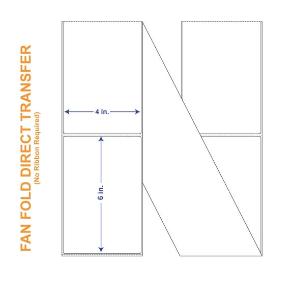 4" x 6" White Direct Print Thermal Labels, Fan Fold 2000 per Stack (2 Stacks per Carton)