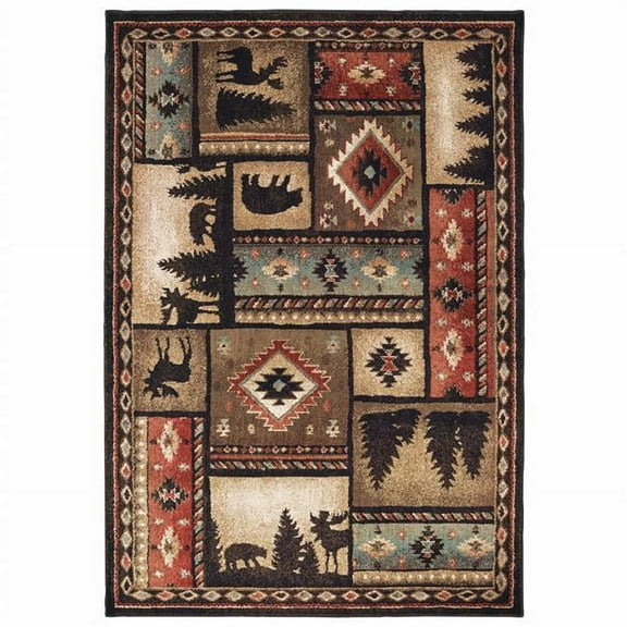 4 x 6 ft. Black & Brown Nature Lodge Area Rug
