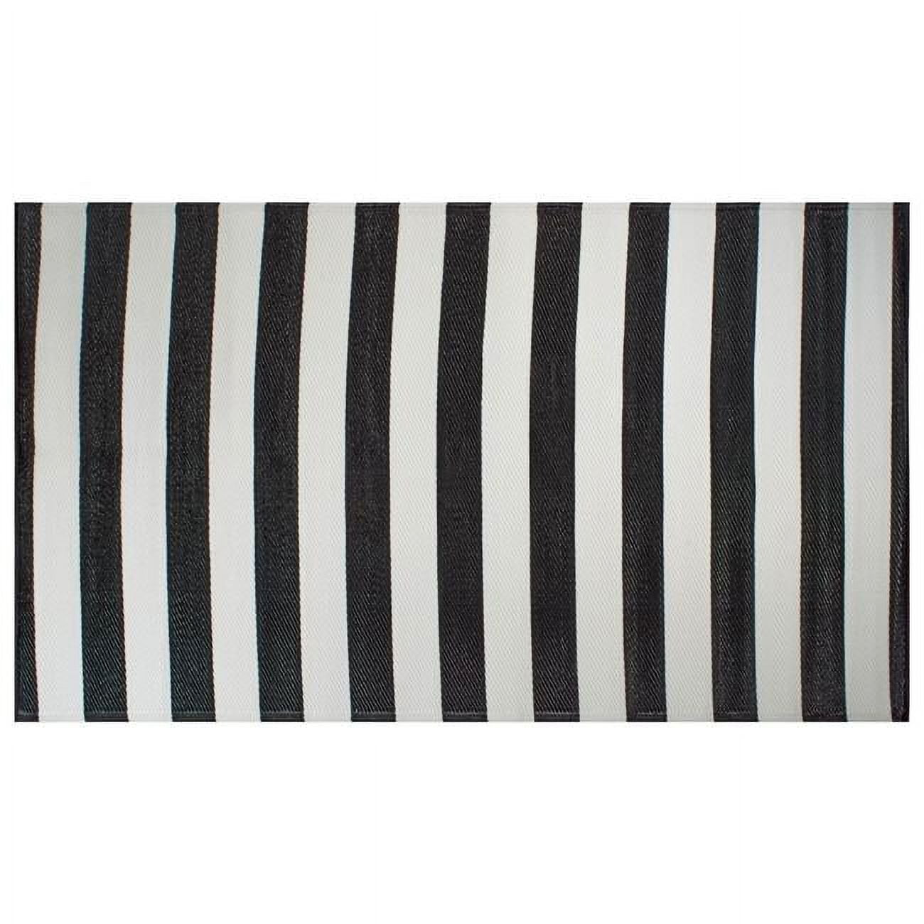  KOZYFLY Striped Outdoor Rug 3x5 Ft Black and White