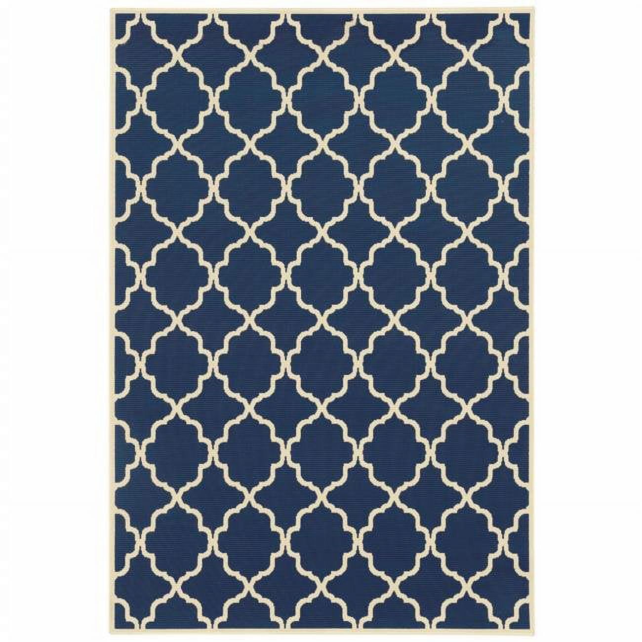 4 x 6 ft. Blue & Ivory Trellis Indoor & Outdoor Area Rug
