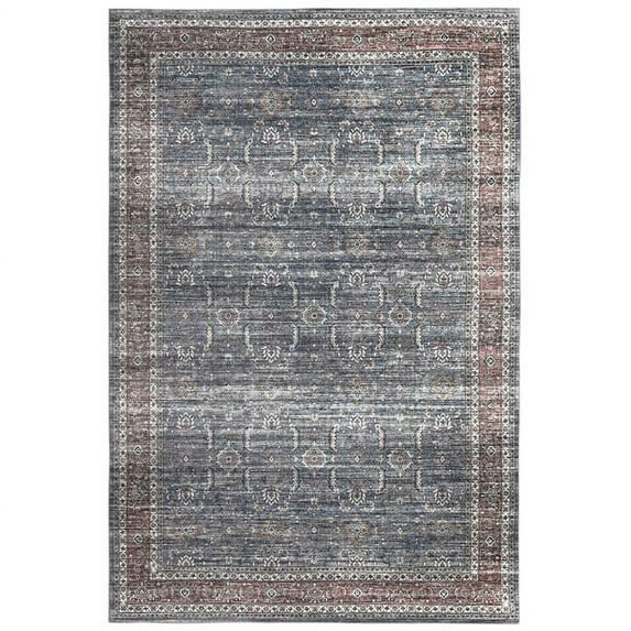 4 x 6 ft. Blue Oriental Distressed Stain Resistant Rectangle Area Rug - Blue - 4 x 6 ft.