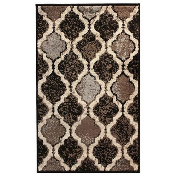 4 x 6 ft. Chocolate Quatrefoil Power Loom Distressed Stain Resistant Rectangle Area Rug