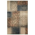 thumbnail image 1 of 4 x 6 ft. Damask Distressed Stain Resistant Rectangle Area Rug - Navy & Salmon, 1 of 1