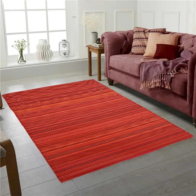 4 x 6 ft. Fiesta Red Stripes Plastic Outdoor Rectangle Area Rug ...