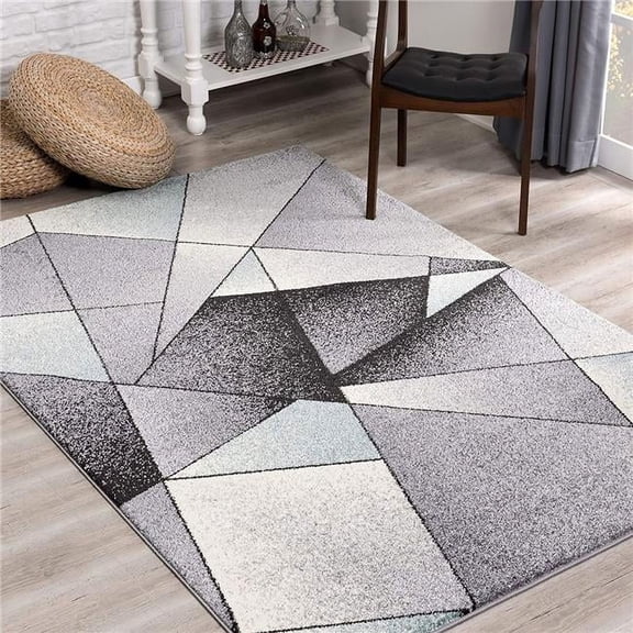 4 x 6 ft. Gray & Blue Prism Pattern Area Rug - Gray Blue - 4' x 6'