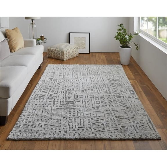4 x 6 ft. Gray & Silver Geometric Stain Resistant Rectangle Area Rug - Gray and Silver - 4 x 6 ft.