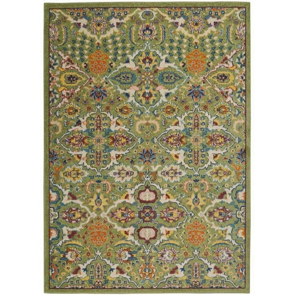 4 x 6 ft. Green Floral Power Loom Rectangle Area Rug