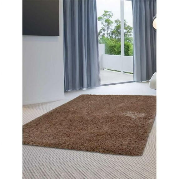 4 x 6 ft. Hand Tufted Shag Polyester Solid Rectangle Area Rug, Beige