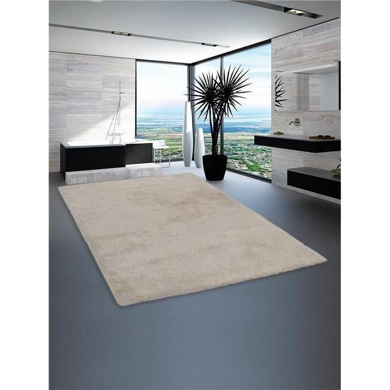 4 x 6 ft. Hand Tufted Shag Polyester Solid Rectangle Area Rug, White ...