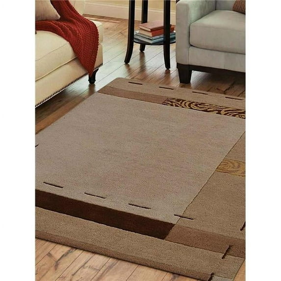 4 x 6 ft. Hand Tufted Wool Geometric Rectangle Area Rug, Beige