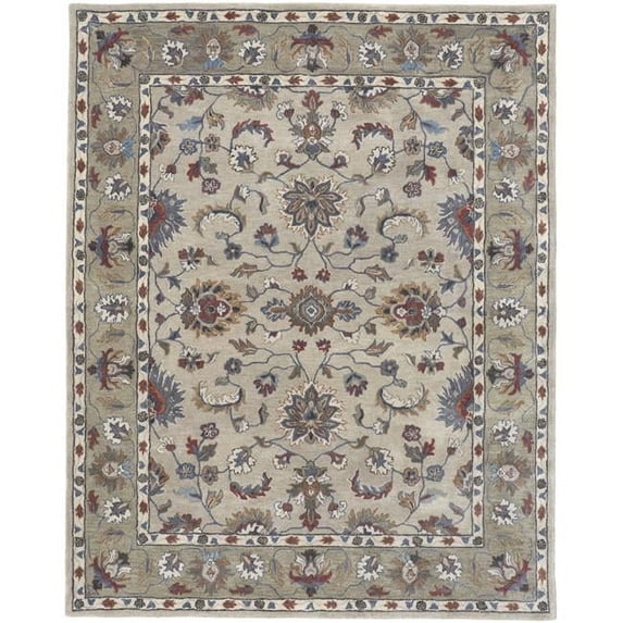 4 x 6 ft. Ivory Taupe & Blue Wool Floral Hand Tufted Handmade Stain Resistant Rectangle Area Rug - Ivory Taupe and Blue - 4 x 6 ft.