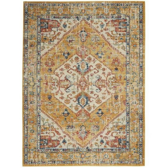 4 x 6 ft. Ivory & Yellow Center Medallion Area Rug