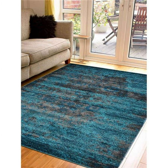 4 x 6 ft. Machine Woven Heatset Polypropylene Area Rug, Silver & Blue