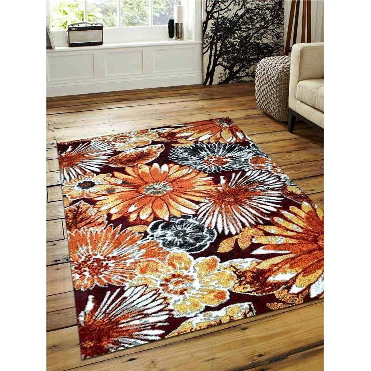 4 X 6 Rectangular Rug 4 x 6 ft. Machine Woven Heatset Polypropylene Floral Rectangle Area Rug ...