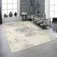 thumbnail image 1 of 4 x 6 ft. Navy Blue, Beige & Grey Distressed Pattern Washable Transitional Rectangle Area Rug, 1 of 1