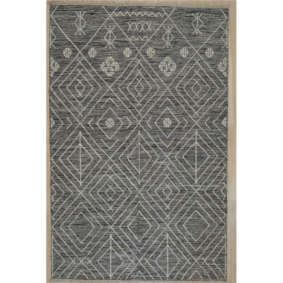 4 x 6 ft. Punja Killim Contemporary Area Rug, Charcoal