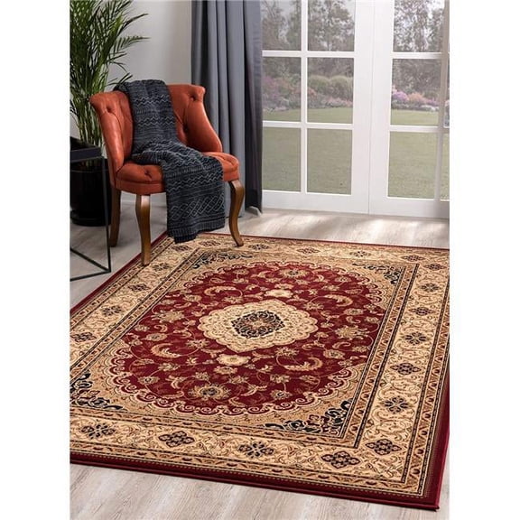4 x 6 ft. Red Floral Medallion Area Rug