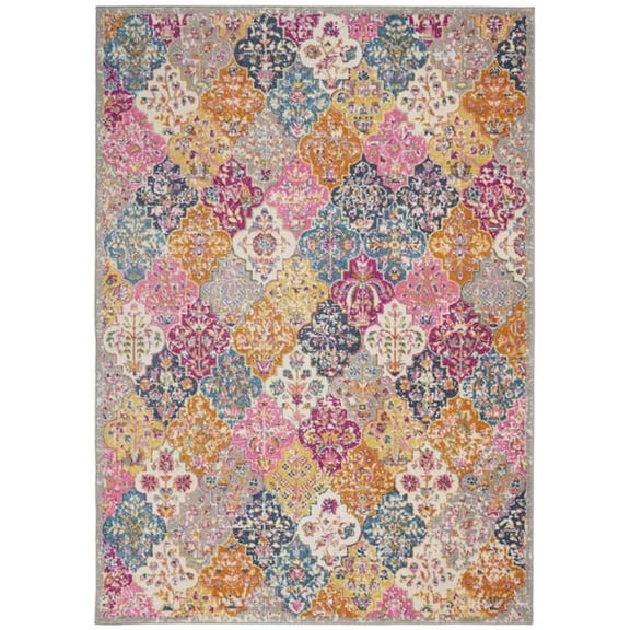 4 x 6 in. Muted Brights Floral Diamond Rectangle Area Rug - Multi Color