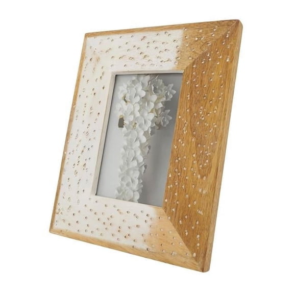 4 x 6 in. Rustic Distressed Wood Photo Frame, Ivory