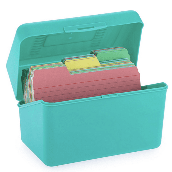 4 x 6 inch Index Card Box - Index Card Holder Notecard Box Recipe Organizer Plastic Storage Organizer for Filling Cards, Notes, Flashcards, Recipes, Green