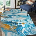thumbnail image 1 of 4 x 6ft Aqua Blue Gold Marble Area Rug, Modern Abstract Indoor Rugs, Large Carpet Trend Soft Durable For Home Decor Coffee Table Patio, 1 of 6