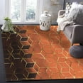 thumbnail image 1 of 4 x 6ft Burnt Orange Geometric Area Rug For Living Room, Kids Teen Girls Boys Bedroom, Ombre Black Golden Lattice Outdoor Indoor Washable Carpet Runner Area+Rug For Kitchen, Hallway, 1 of 6