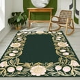 thumbnail image 1 of 4 x 6ft Emerald Green Pink Gold Area Rug For Living Room Bedroom, Floral Medallion Rectangular Area Rugs Non-Slip Rug Washable Indoor Carpet For Dorm Office, 1 of 6