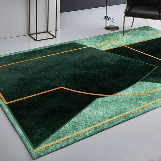 4 x 6ft Green Gold Area Rug, Modern Abstract Indoor Rug Simple Printing ...