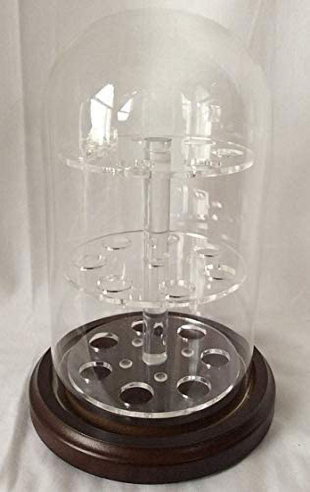 4 x 7 Glass Dome with 3 Tier Acrylic Marble Display Insert (5/8" Holes ...
